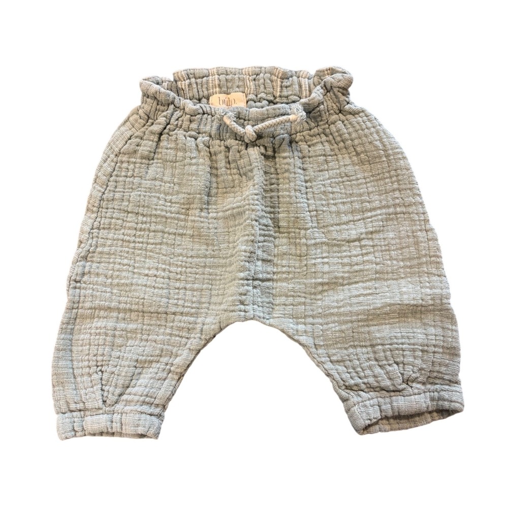 Buho Barcelona Baby Pants Sustainable Green Blue Gauze Cotton 3M Made in Spain